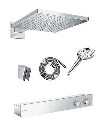X2O Hansgrohe ShowerTablet 600 thermostatische inbouw regendoucheset met vierkante regendouchekop 30 cm glanzend chroom aanbieding