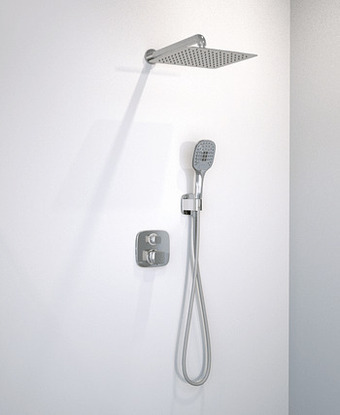 X2O Hansgrohe Ecostat E thermostatische inbouw regendoucheset met vierkante regendouchekop 30 cm glanzend chroom aanbieding