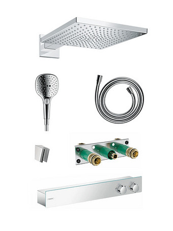 X2O Hansgrohe ShowerTablet 600 thermostatische inbouw regendoucheset met vierkante regendouchekop 30 cm glanzend chroom aanbieding