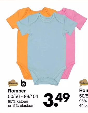 Wibra Romper 50/56 - 98/104 aanbieding