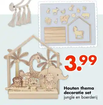 Wibra Houten thema decoratie set jungle en boerderij aanbieding