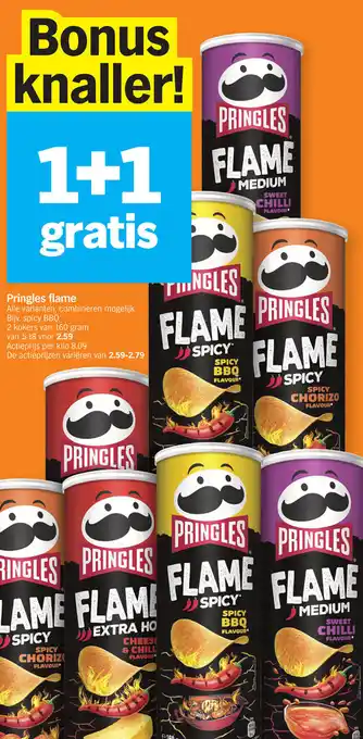 Albert Heijn Pringles flame spicy BBQ 2 kokers van 160 gram aanbieding