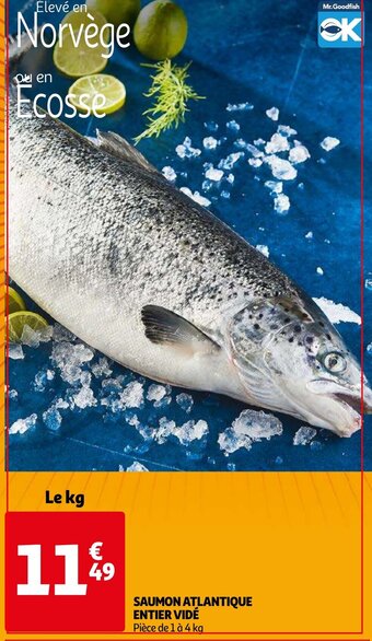 Auchan Saumon atlantique entier vide le kg aanbieding