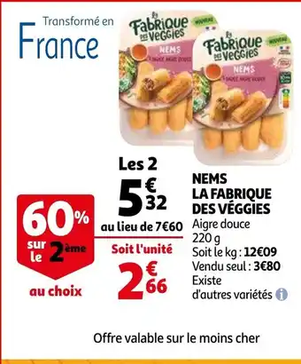 Auchan Fabrique des veggies nems 220g les 2 aanbieding
