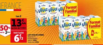 Auchan Lait viva de candia brique 8 x 1L les 2 aanbieding