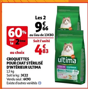 Auchan Ultima croquettes pour chat sterilise d'interieur 1.5kg aanbieding