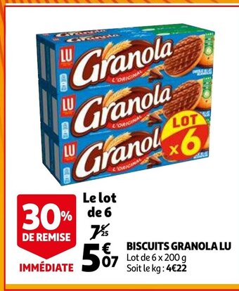 Auchan LU Biscuits granola 6 x 200g aanbieding