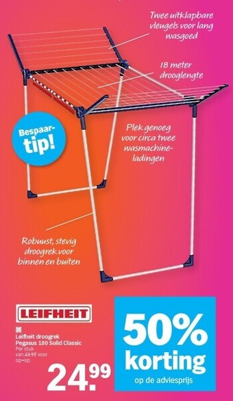 Albert Heijn Leifheit droogrek pegasus 180 solid classic aanbieding