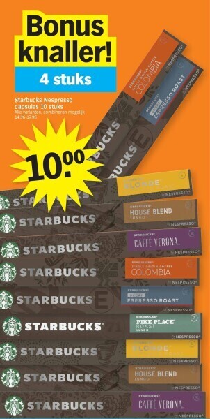 Albert Heijn Starbucks nespresso capsules 10 stuks aanbieding