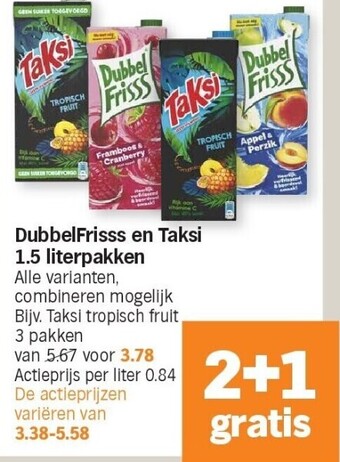 Albert Heijn Dubbelfrisss en taksi 1.5 literpakken aanbieding
