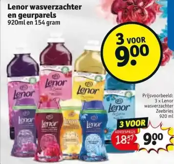 Kruidvat Lenor wasverzachter en geurparels 920mlen 154 gram aanbieding