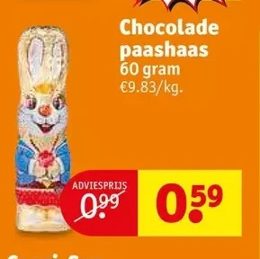 Kruidvat Chocolade paashaas 60 gram aanbieding
