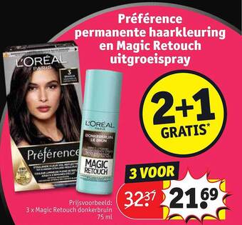 Kruidvat Préférence permanente haarkleuring en magic retouch uitgroeispray aanbieding