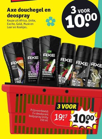 Kruidvat Axe douchegel en deospray aanbieding