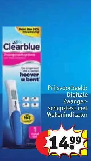 Kruidvat Clearblue digitale zwangerschapstest met wekenindicator aanbieding