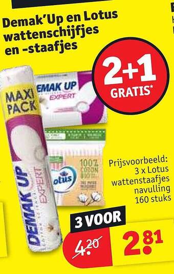 Kruidvat Demak'up en lotus wattenschijfjes en staafjes aanbieding