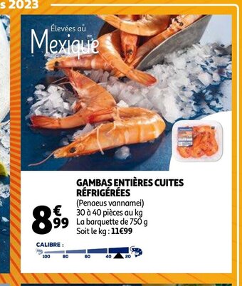 Auchan Gambas entieres cuites refrigerees aanbieding