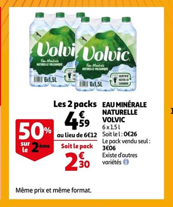 Auchan Volvic eau minerale naturelle 6 x 1.5 l aanbieding