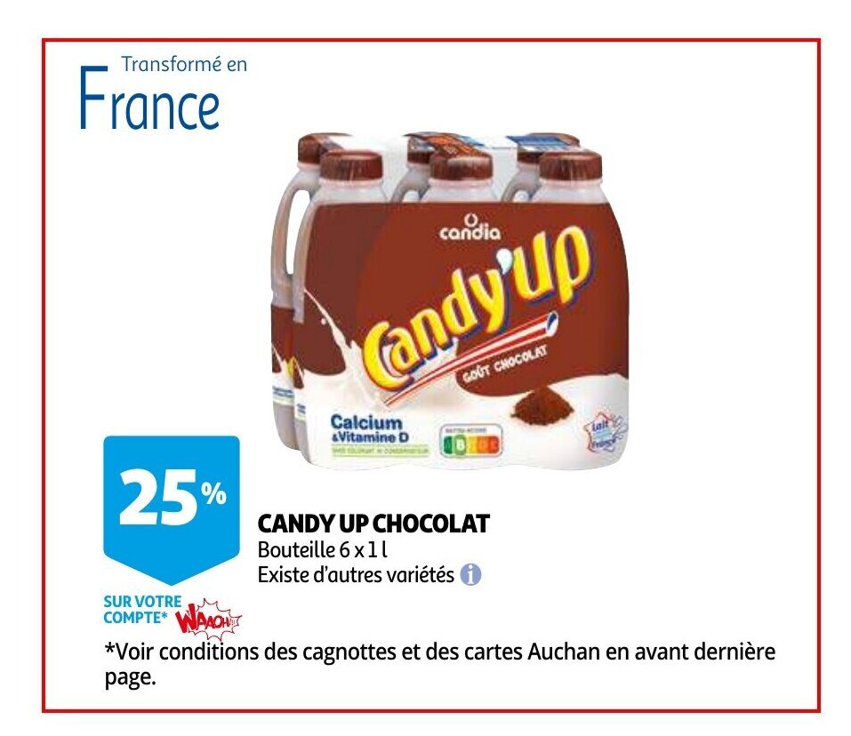 Candy up chocolat 6 x 1 l promotie bij Auchan