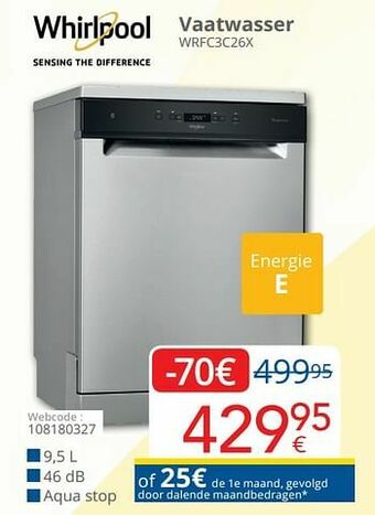 Eldi Whirlpool vaatwasser wrfc3c26x aanbieding