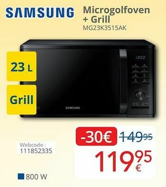 Eldi Samsung microgolfoven + grill mg23k3515ak aanbieding
