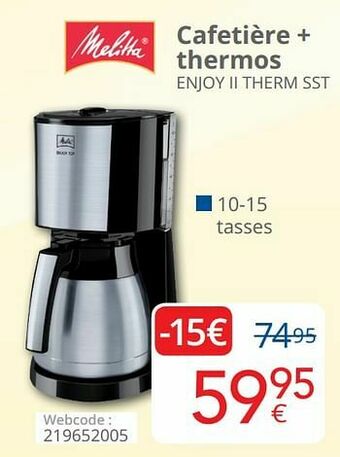Eldi Melitta cafetière + thermos enjoy ii therm sst aanbieding