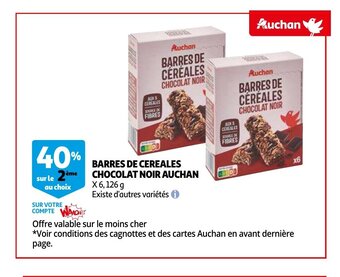 Auchan Barres de cereales chocolat noir aanbieding