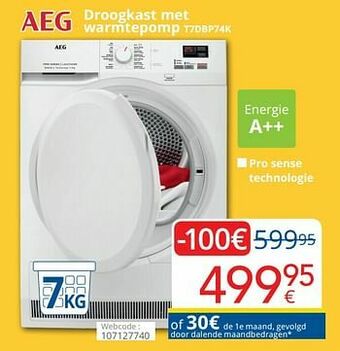 Eldi Aeg droogkast met warmtepomp t7dbp74k aanbieding