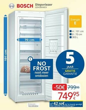 Eldi Bosch diepvriezer gsn58vwev aanbieding