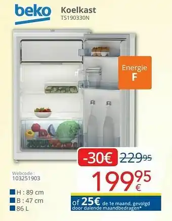 Eldi Beko koelkast ts190330n aanbieding