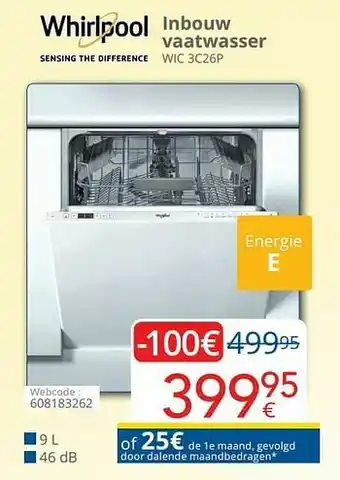 Eldi Whirlpool inbouw vaatwasser wic 3c26p aanbieding
