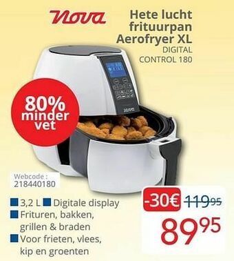 Eldi Nova hete lucht frituurpan aerofryer xl digital control 180 aanbieding