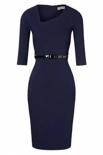 TopVintage Vintage chic 50s sheni pencil dress in navy aanbieding