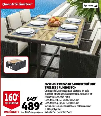 Ensemble repas de jardin en resine tressee 6 PL kingston