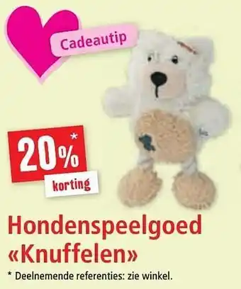 20% korting hondenspeelgoed knuffelen