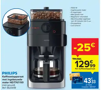 Carrefour Philips Koffiezetapparaat met ingebouwde maler HD7767/00 aanbieding
