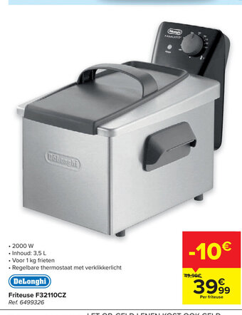 Carrefour DeLonghi Friteuse F32110CZ aanbieding