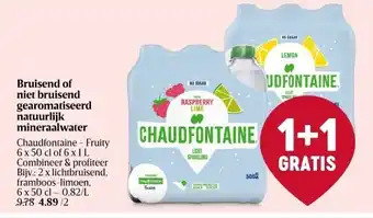 Delhaize Bruisend of niet bruisend gearomatiseerd natuurlijk mineraalwater aanbieding