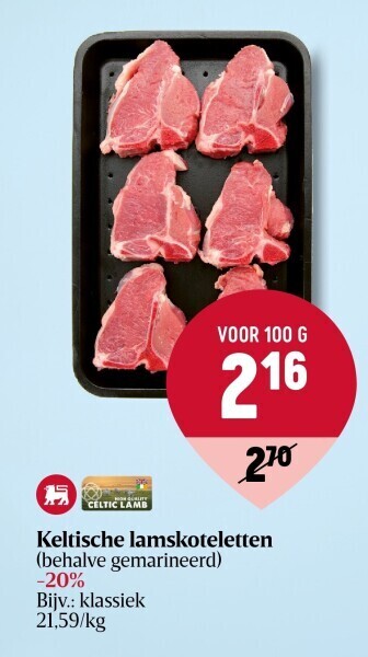 Delhaize Keltische lamskoteletten aanbieding