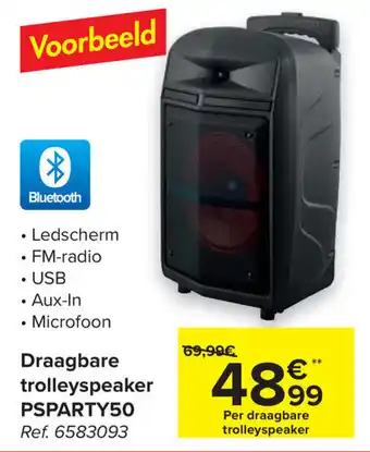 Carrefour Draagbare trolleyspeaker PSPARTY50 aanbieding