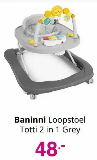 Baby & Tiener Baninni loopstoel totti 2 in 1 grey aanbieding
