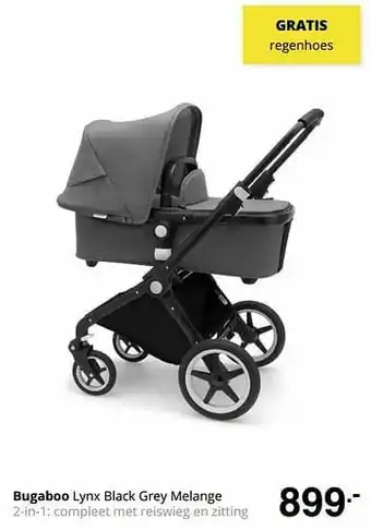Baby & Tiener Bugaboo lynx black grey melange 2-in-1 aanbieding