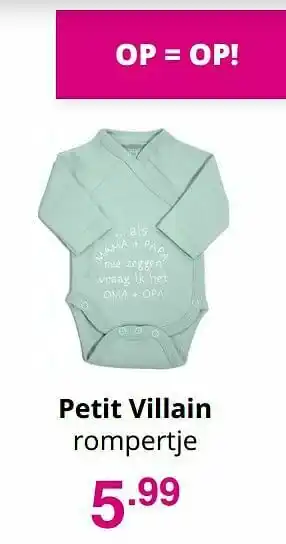 Baby & Tiener Petit villain rompertje aanbieding