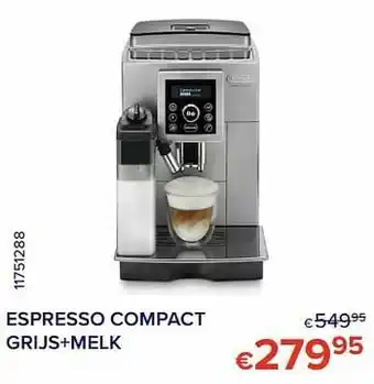 Delonghi espresso compact grijs+melk