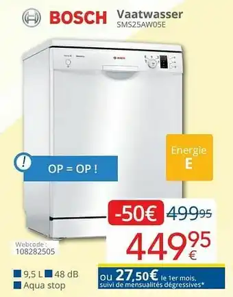 Eldi Bosch vaatwasser sms25aw05e aanbieding