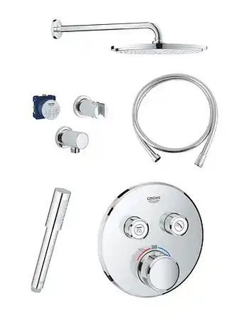 Grohe Grohtherm SmartControl thermostatische inbouw regendoucheset met ronde regendouchekop 31 cm glanzend chroom