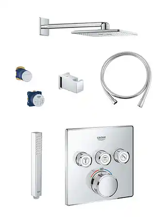 X2O Grohe Grohtherm SmartControl thermostatische inbouw regendoucheset met vierkante regendouchekop 31 cm glanzend chroom aanbieding