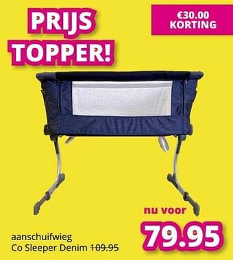 Baby & Tiener Aanschuifwieg co sleeper denim aanbieding