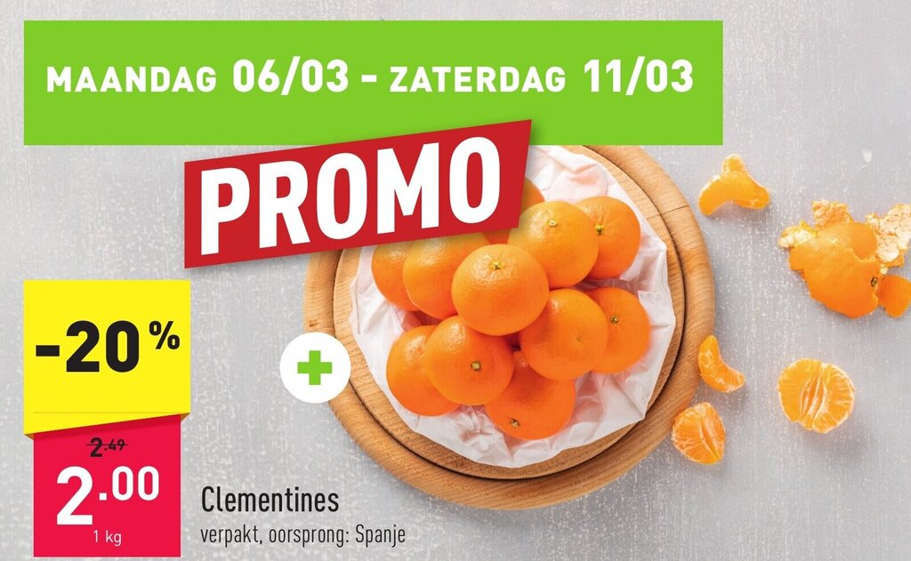 Clementines 1kg promotie bij ALDI