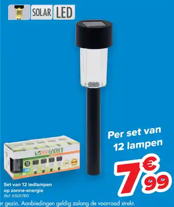 Carrefour Set van 12 ledlampen op zonne-energie aanbieding